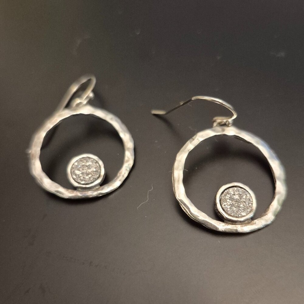 Silver Pentacle Drop Earrings